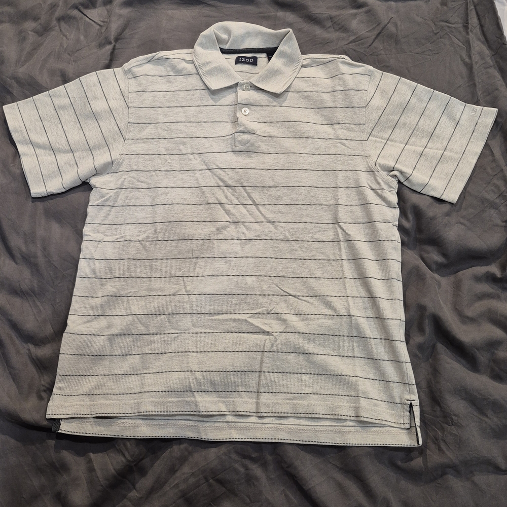 Men's Gray Striped Polo Shirt